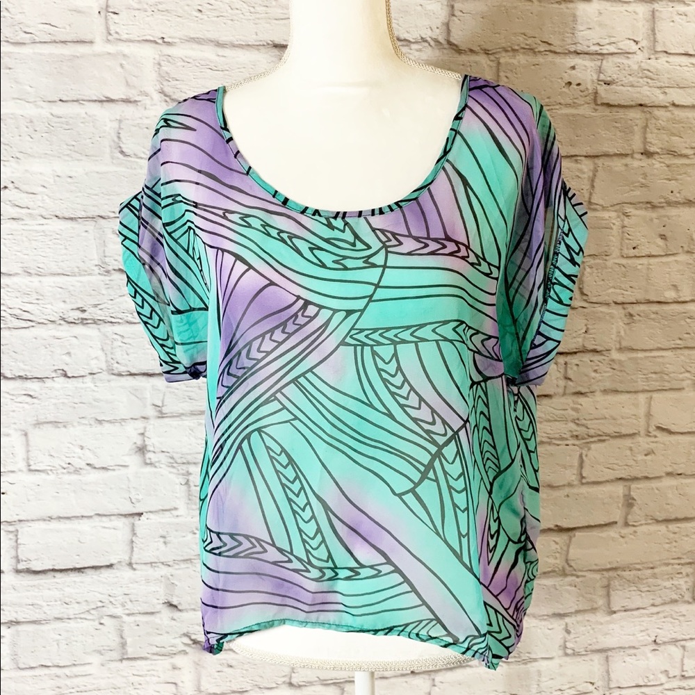 SHEER top HI LOW mint PURPLE size Large